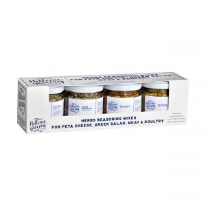 herbs seasoning mixes for feta cheese, greek salad, meat, poultry set collection selection