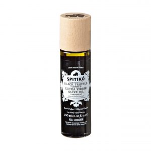 black truffle flavored extra virgin olive oil condiment