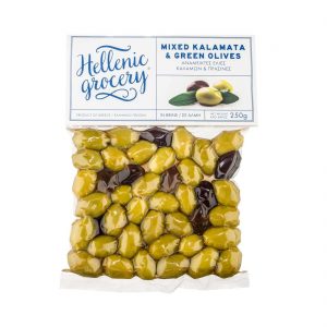 green and kalamata olives in Vaccum