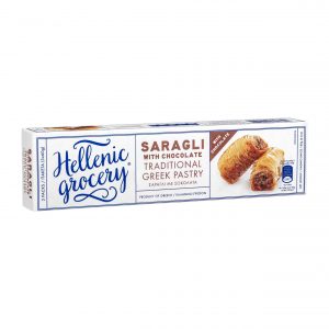 traditional greek sweet saragli with chocolate