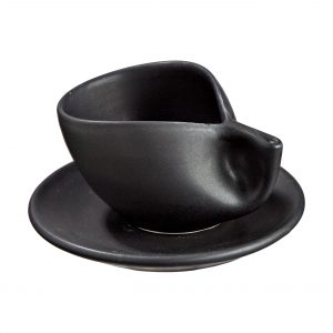ceramic espresso cup and plate black
